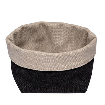 CORBEILLE TISSU 11,5X11,5X9 CM NOIRE/BEIGE