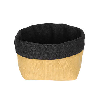 CORBEILLE TISSU 11,5X11,5X9 CM MOUTARDE/NOIRE