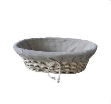 CORBEILLE BOULANGÈRE TOILE AVEC CORDELETTE OVALE 23 X 17 CM