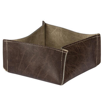 BARKET PANIÈRE EFFET CUIR 13 X 13 X 7 CM CACAO / BEIGE