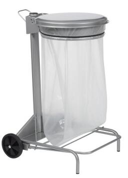 SUPPORT SAC COLLECROULE 50L 2 ROUES A PEDALE GRIS METAL