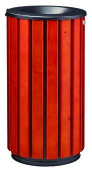 CORBEILLE ZENO BOIS ACCESS 80L COUVERCLE ENTONNOIR ACIER GALVANISE