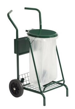 CHARIOT DE VOIRIE MOBISAC 110L AVEC COUVERCLE ROUES CAOUTCHOUC VERT