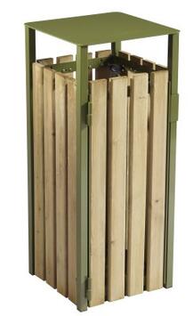 CORBEILLE EDEN BOIS 110L VERT OLIVE