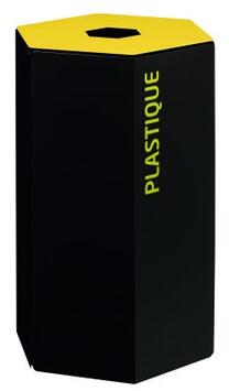 POUBELLE DE TRI 50L HEXATRI GRIS MANGANESE / JAUNE