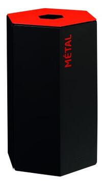 POUBELLE DE TRI 50L HEXATRI GRIS MANGANESE / ROUGE