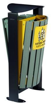 CORBEILLE SUR PIED ARKEA ETIK 2X60L GRIS / JAUNE