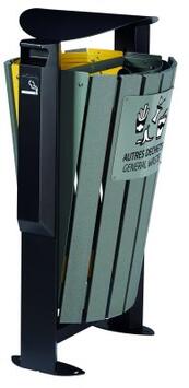 CORBEILLE SUR PIED ARKEA ETIK 2X60L AVEC CENDRIER 3L GRIS / JAUNE