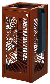 CORBEILLE BELLA 110L AVEC CENDRIER 1.5L EFFET CORTEN
