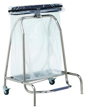 SUPPORT SAC A CLAPET HERMIX 50L 2 ROUES INOX