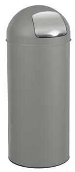 POUBELLE DOME A TRAPPE 45L GRIS METAL