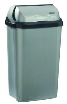 POUBELLE A COUVERCLE COULISSANT OKTOP 50L GRIS CLAIR / GRIS FONCE