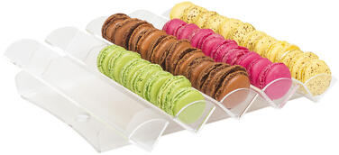 PRÉSENTOIR À MACARONS PMMA 5 RANGS PLATS 32.5X31.5X6.5 CM
