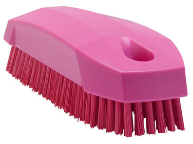 BROSSE A MAIN ALIMENTAIRE 13CM FIBRE DURE ROSE