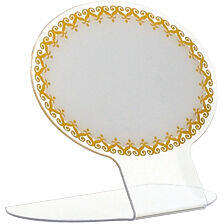 ÉTIQUETTES CHEVALETS OVALES DENTELLE 7X7 CM BLANCHES ET OR X10
