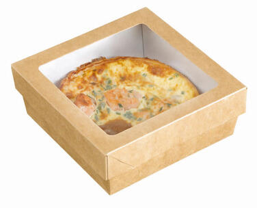 BOITES SNACKING CARRÉES EN CARTON BRUN AVEC COUVERCLE À FENÊTRE 135 H50 MM X200 BOITES SNACKING CARRÉES EN CARTON BRUN AVEC COUVERCLE À FENÊTRE 135 H50 MM X200