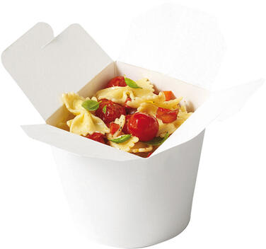 POTS SNACK À PÂTES CARTON BLANC AVEC COUVERCLE REPLIABLE 75 CL X500