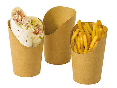 POTS SNACK EN CARTON BRUN POUR WRAPS OU FRITE Ø BAS 80 H134 MM X1000