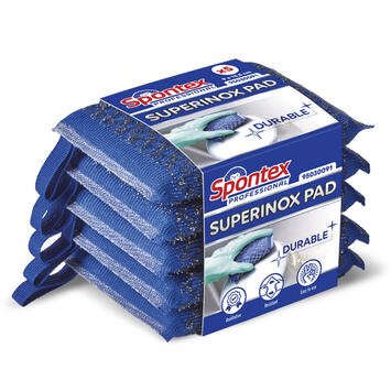 TAMPON PAD ABRASIF RECUR SPONTEX SUPERINOX 13,5X9X1,8 BL X5