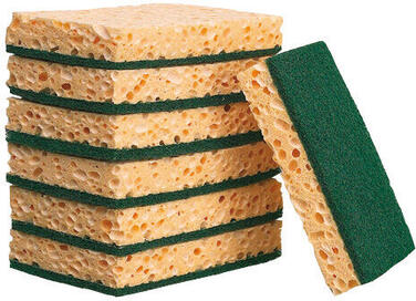 EPONGE 13X9X2.8CM SPONTEX ABRASIF JAUNE/VERT X10