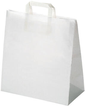 SACS CABAS EN PAPIER KRAFT BLANC AVEC POIGNÉES 320X310 MM AVEC SOUFFLETS DE 160 MM X100