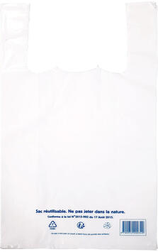SAC BRETELLES POLYETHYLÈNE BASSE DENSITÉ 28+14X48CM BLANC X500