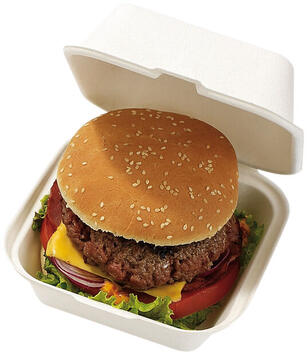 BOÎTES À BURGER FIBRE AVEC COUVERCLE ARTICULÉ 150X150X44 MM X500