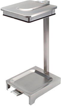 SUPPORT SAC 110L 2 ROUES A PEDALE INOX
