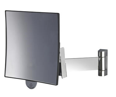 MIROIR ÉCLIPS CARRÉ SIMPLE NOIR BRAS PLAT LAITON CHROME