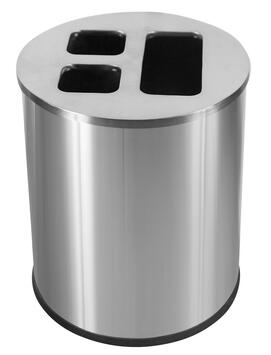 POUBELLE DE TRI 40L 3 FLUX INOX BROSSE