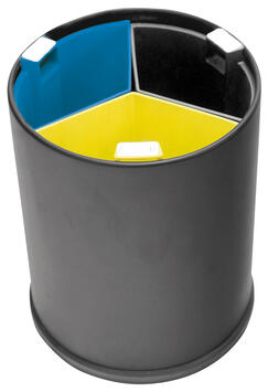 CORBEILLE DE TRI 13L 3X3,3L NOIR/ JAUNE / BLEU