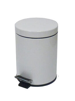 POUBELLE A PEDALE 3L METAL BLANC