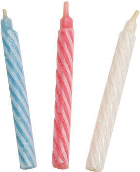 BOUGIES TORSADÉES GROSSES Ø 8 H75 MM COULEURS ASSORTIES X50