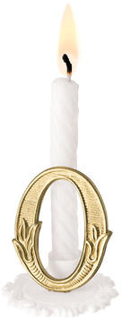 BOUGIES BLANCHES SUR SUPPORT, AVEC CHIFFRE OR N°9 X10