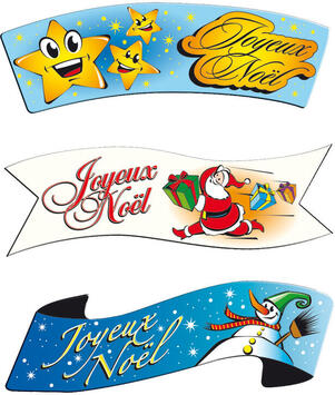 DÉCORS EN PAIN AZYME BANDEROLE "JOYEUX NOËL" 94X30MM X24