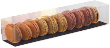 BOÎTES RÉGLETTES 6 MACARONS EN PVC NOIR 180X45X45MM X100