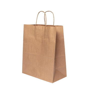 SAC POIGNÉES TORSADÉES PAPIER 26+14X32CM MARRON X250