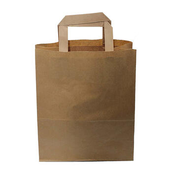 SAC POIGNÉES PLATES PAPIER 26+14X32CM MARRON X250