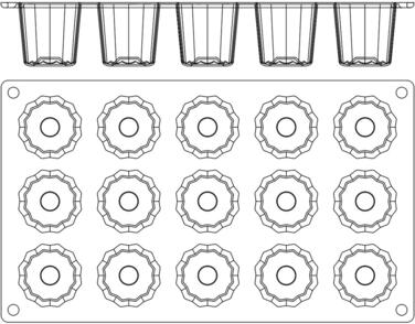 GASTROFLEX PLAQUE GN 1/3 325X176 15 CANNELÉS BORDELAIS 4.5CM