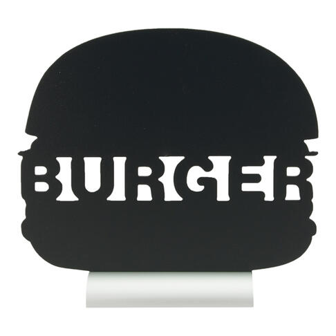 SILHOUETTE ARDOISE DE TABLE FORME BURGER AVEC SOCLE