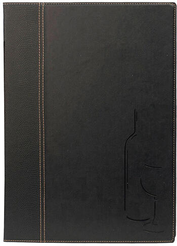 TRENDY CARTE DES VINS SIMILI CUIR FORMAT A4 NOIRE