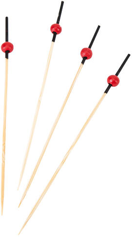 PIQUE COCKTAIL BAMBOU À BOULE ROUGE 12CM X200