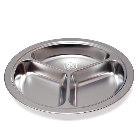 ASSIETTE EN INOX Ø 20 CM 3 COMPARTIMENTS