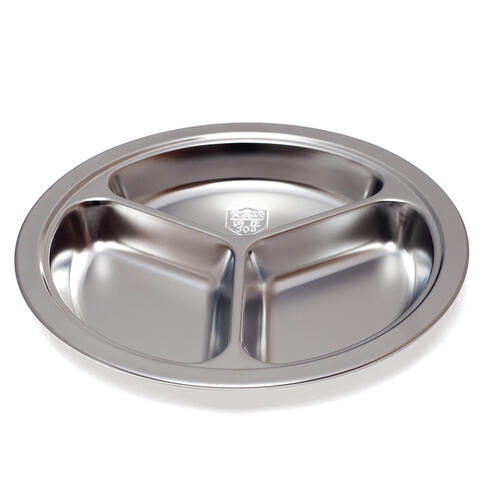 ASSIETTE EN INOX Ø 24 CM 3 COMPARTIMENTS