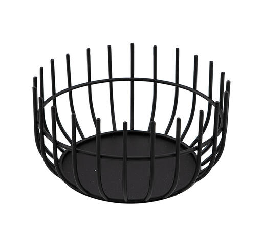 CORBEILLE EN MÉTAL LAQUÉ RONDE NOIRE Ø 20 CM H 10 CM