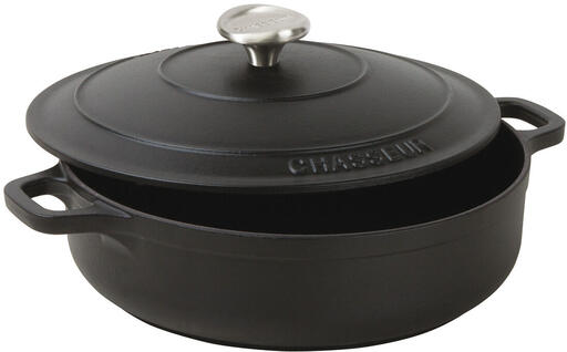 LE CHASSEUR COCOTTE BASSE AVEC COUVERCLE NOIRE 24 CM