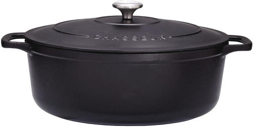 LE CHASSEUR COCOTTE OVALE AVEC COUVERCLE NOIRE 25 X 19 CM