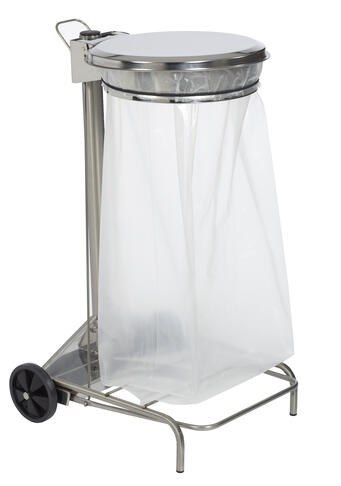 SUPPORT SAC COLLECROULE 110L 2 ROUES A PEDALE INOX