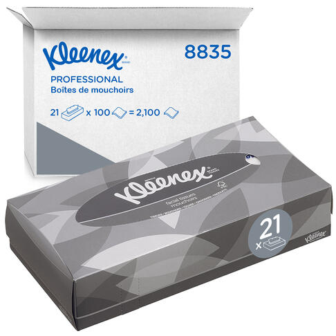 MOUCHOIR BOÎTE RECTANGLE KLEENEX® BLANC 100 FORMATS 2 PLIS X21