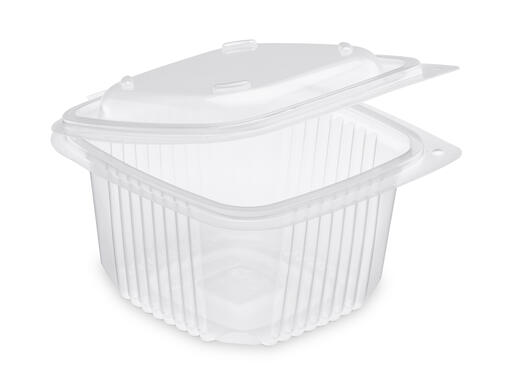 BOÎTE À COUVERCLE CHARNIÈRE PLASTIQUE POLYPROPYLÈNE 375ML TRANSPARENT X900